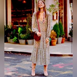 FREE PEOPLE SMOCKED SHOULDER MAXI